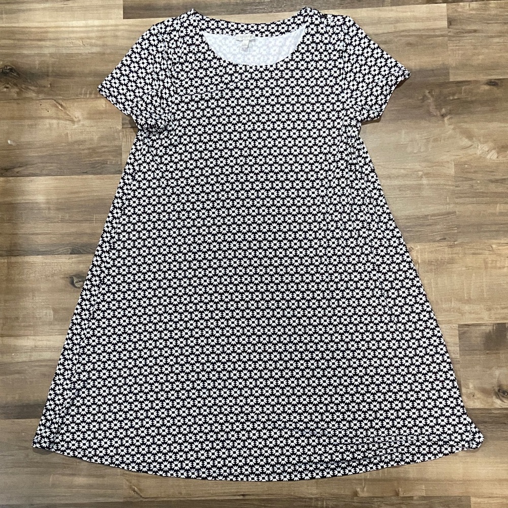Talbots Black and White Daisy-Print Dress